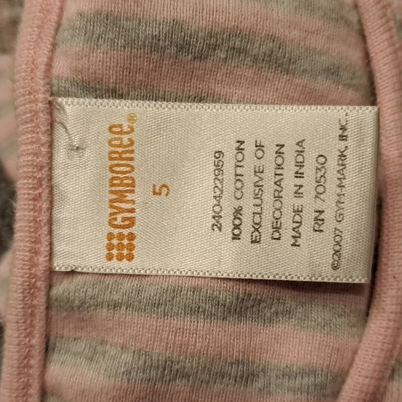 Gymboree girls size 5 striped dress, embroidered crown & heart, asymetric hem - Picture 5 of 6